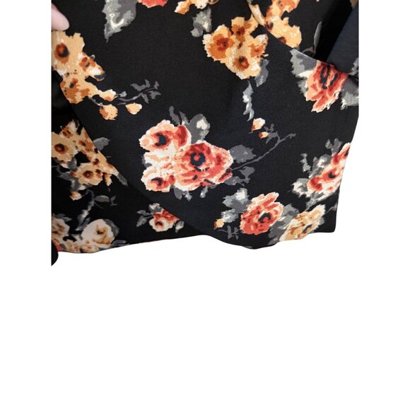 Daniel Rainn Floral Open Front Blazer Jacket Womens M Black Red Beige China - Picture 9 of 12